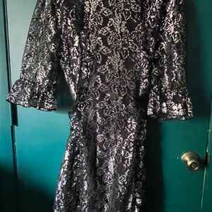 Vampire’s Wife for H & M Black and Silver Cocktail Dress with 3/4 Bell Sleeves